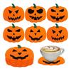 6Pcs Halloween Pumpkin Shaped Coasters Heat Resistant Felt Pumpkin Placemats Handmade Pumpkin Coasters for Home Kitchen Office