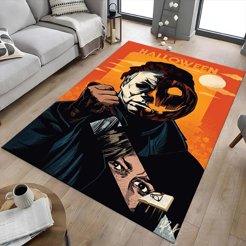 Halloween Horror Icon Carpet For Playroom Bedroom Living Room Sofa Home Decorkids Game Area Rug Nonslip Floor Mat