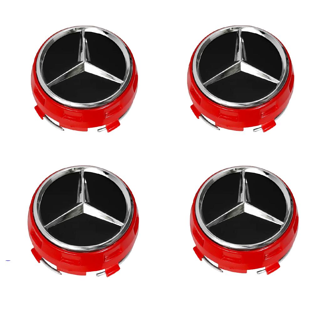 EFQXA1 4Pcs 75mm Black Red Raised Car Wheel Center Caps for Mercedes Benz AMG Styling Caps A0004000900