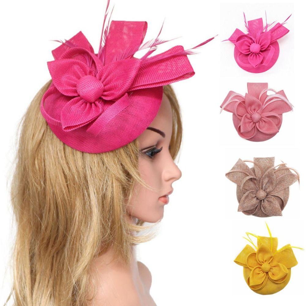 Solid Color Bride Headband Hepburn Style Wedding Headdress Fascinator Headpiece Wedding Party