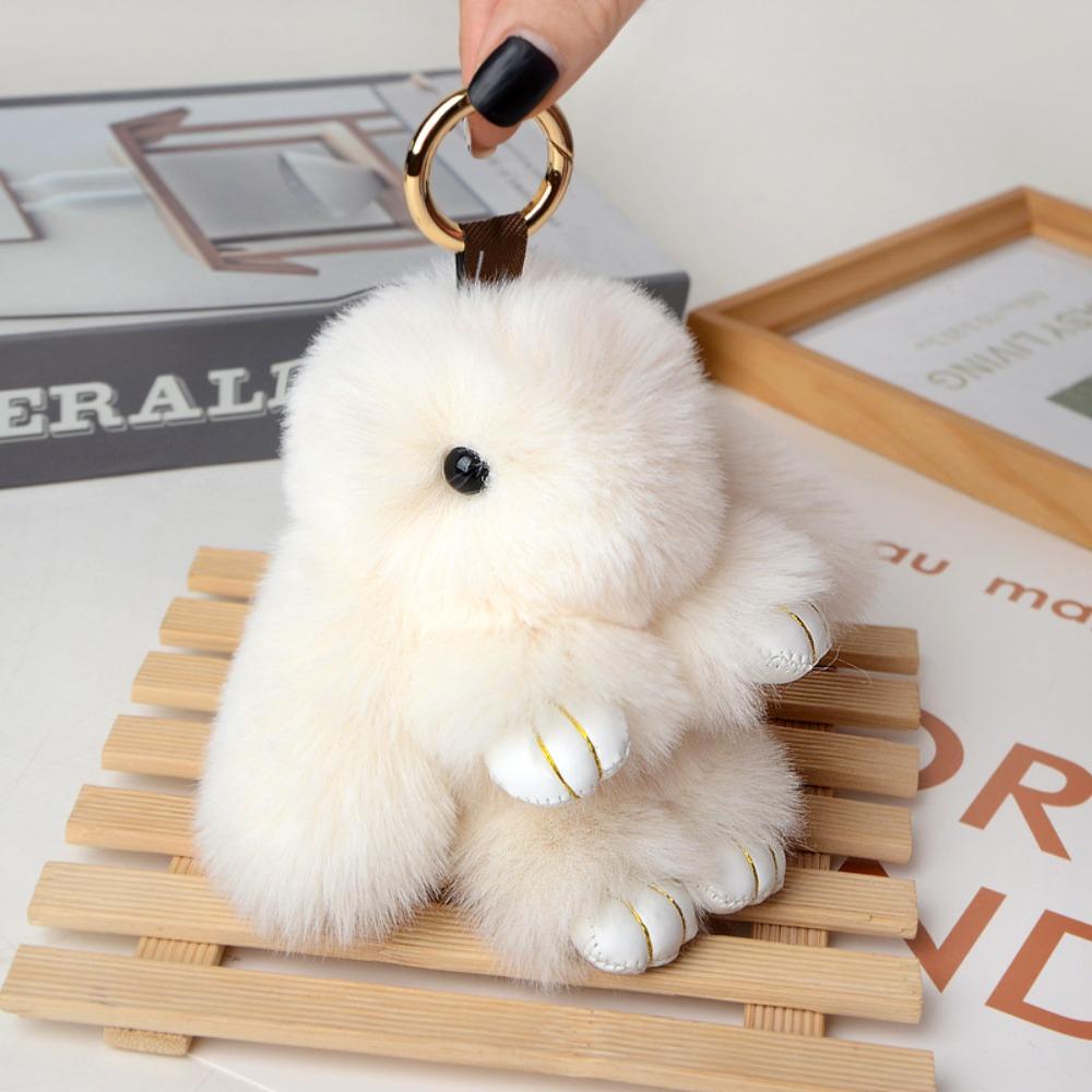 Artificial Rabbit Fur Rabbit  Key Chain Pompon Bag Pendant Cute Bunny Keychain  Gifts