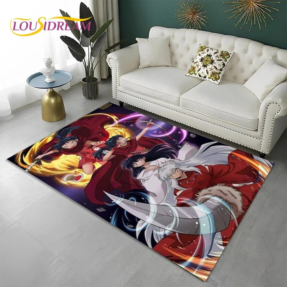 Классический мультяшный 3D ковер в стиле аниме Inuyasha, ковер для дома, гостиной, спальни, дивана, коврика, декор, детский коврик, нескользящий напольный коврик