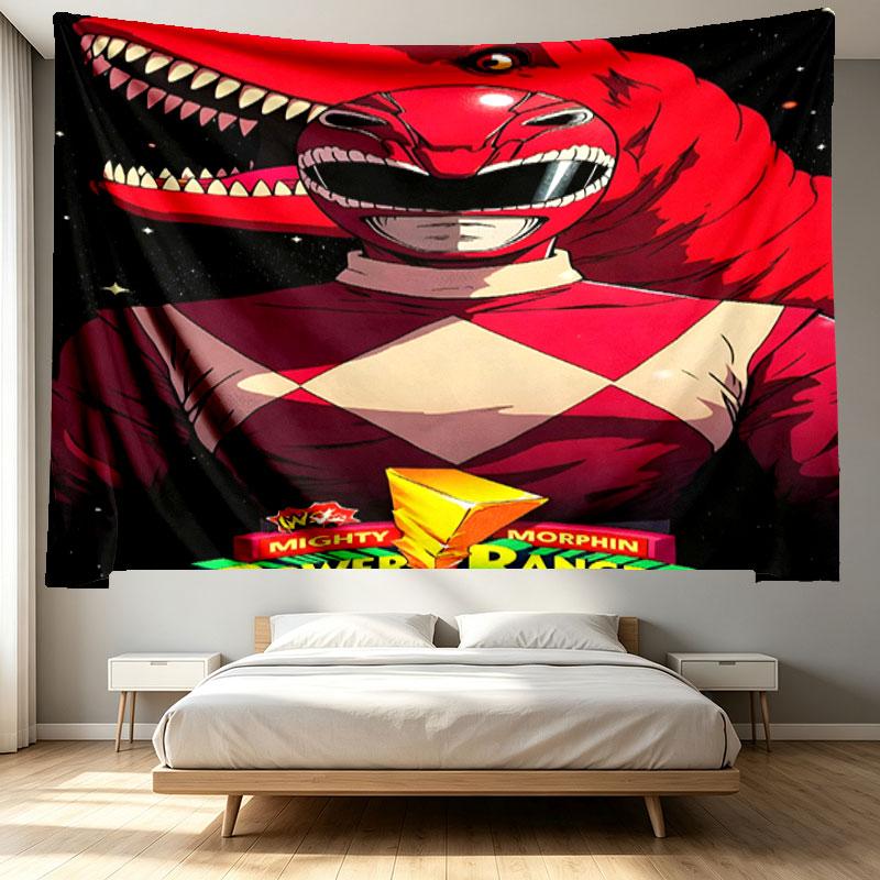 Mighty Morphin Power Rangers Print Tapestry - Portable Wall Decor Cloth, for Home, Dorm, Travel, Bedroom, Living Room - Ideal Birthday Housewarming Gi