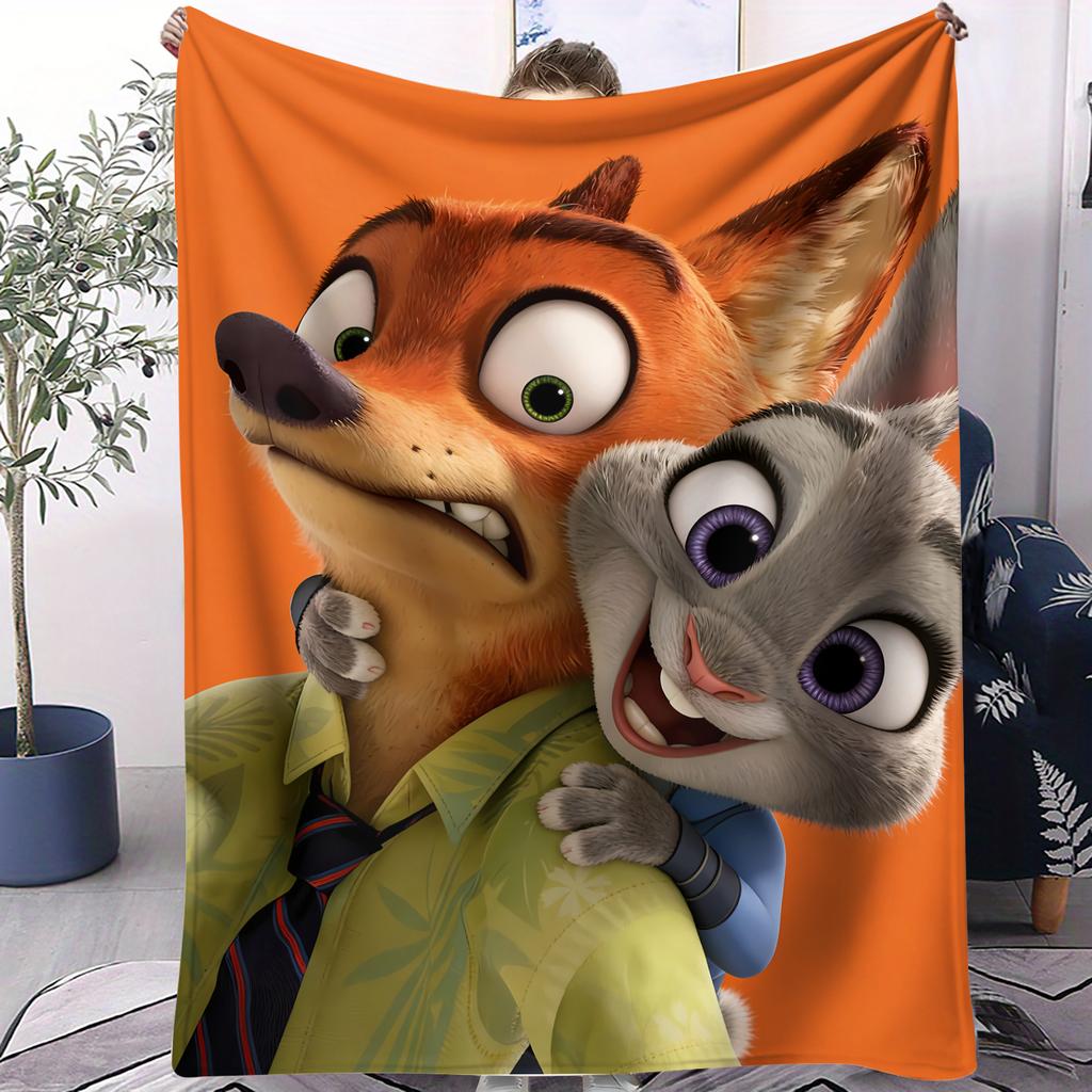 Hot Animal Zzootopia Blanket Warm Soft Small Cover Blanket Suitable For Kids Bedroom Living Room Sofa Bed Office Travel Camping