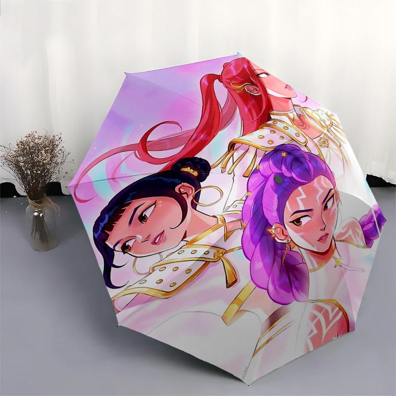 1pc Rainbow Princess Outdoor Umbrella - Automatic Opening/Closing, 3-Fold Design, 8-Bone Iron Frame, Perfect Gift for Fans & Travelers.N002
