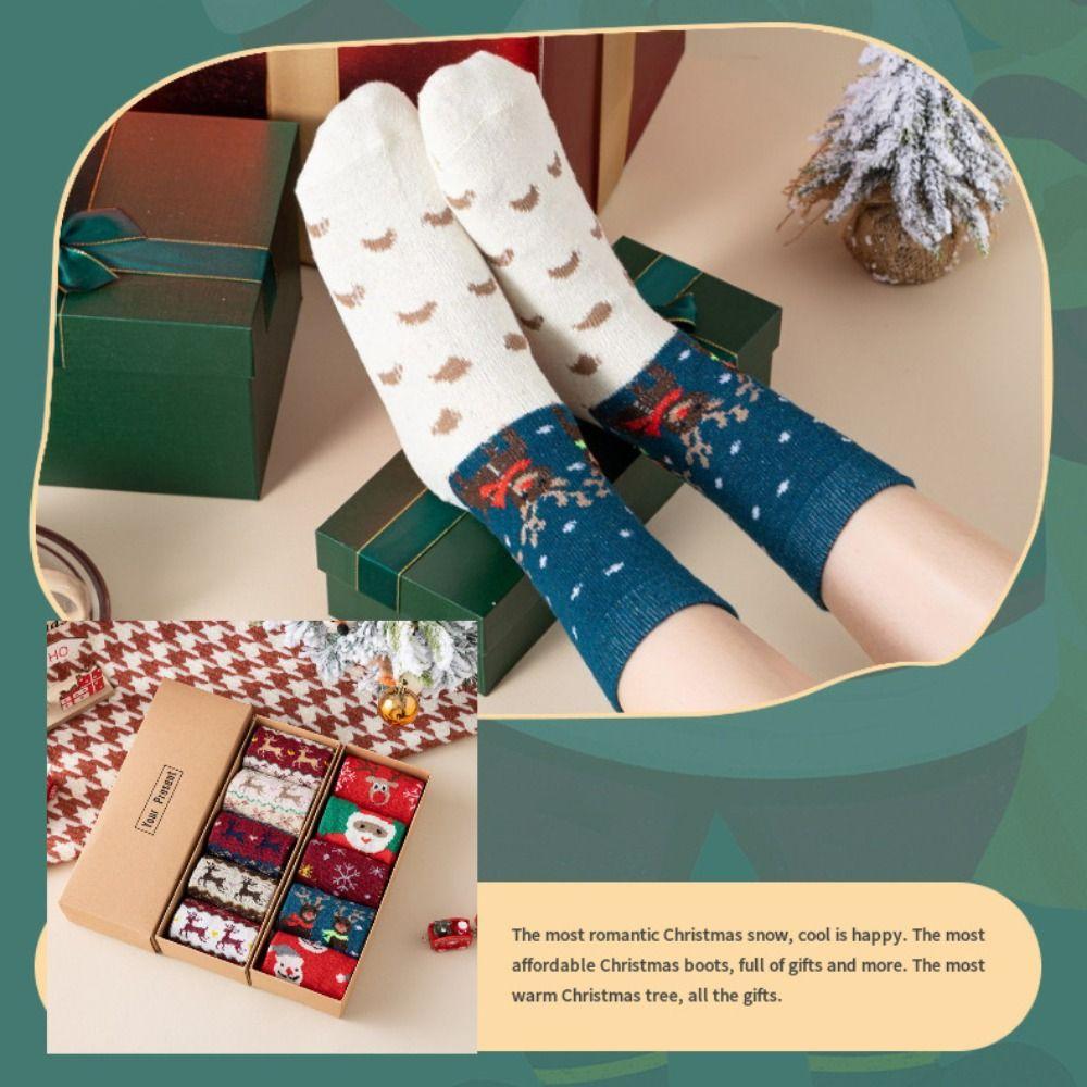 5 пар оригинальных шерстяных носков, хлопковые вязаные рождественские забавные носки, модные носки с Сантой, унисекс