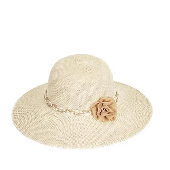 WTEMPO Women's Casual Elegant Summer Sunscreen Hats Solid Color Flower Wide Brim Outdoor Travel Beach Hats