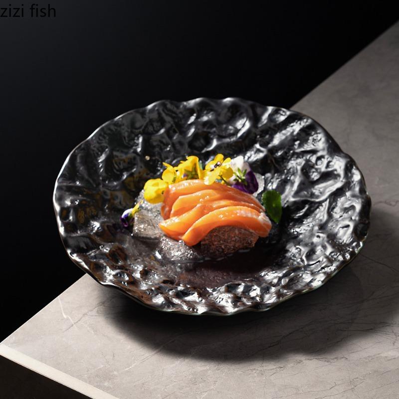 Складная керамическая обеденная тарелка Наклонная миска Тарелка для стейка в западном стиле Десертная миска Фруктовые тарелки Салатницы Тарелки для суши Поднос для закусок