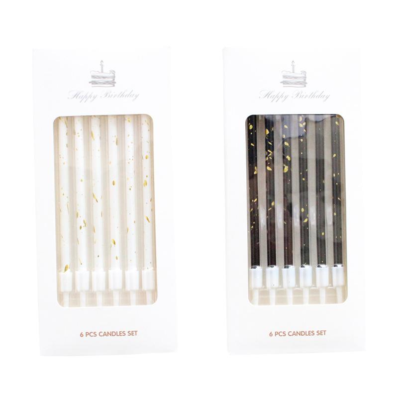 Новые черные золотые платиновые свечи-карандаши A8, креативные праздничные длинные свечи-столбики, декоративные свечи в коробке для выпечки