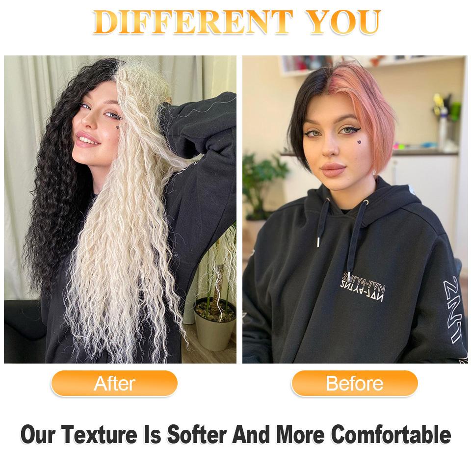 22-дюймовые волосы Ariel Curl Глубокая волна Твист Вязание крючком Синтетические афро кудри Вязаные крючком косы Ombre Blonde Плетение наращивания волос для женщин