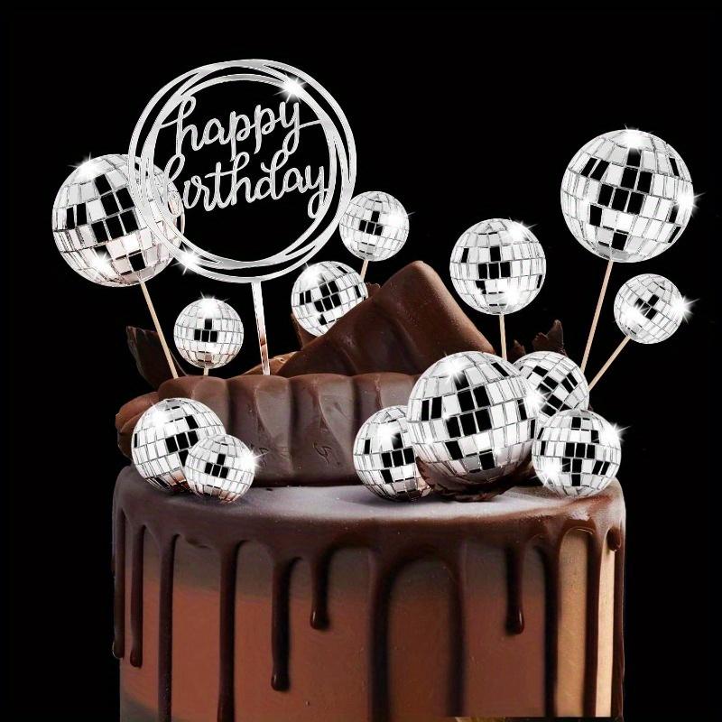 10 шт., зеркальный шар, плагин для украшения торта, стильные украшения для торта, детские аксессуары для выпечки, вставка для открытки на день рождения