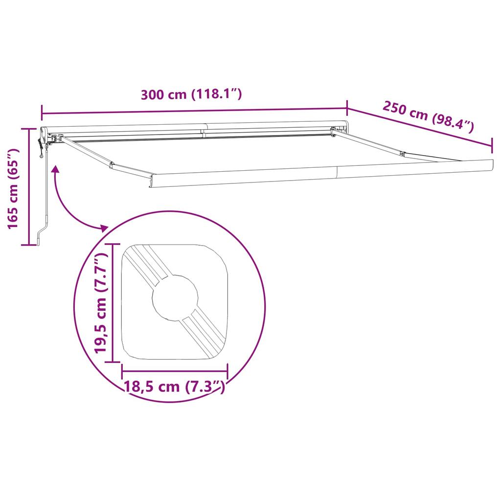Retractable Awning Red 300 x 250 cm Fabric and Metal