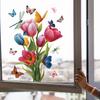Simple Atmosphere Multi-color Tulip Glass Stickers On Balcony Window Decoration Glue-free Electrostatic Stickers