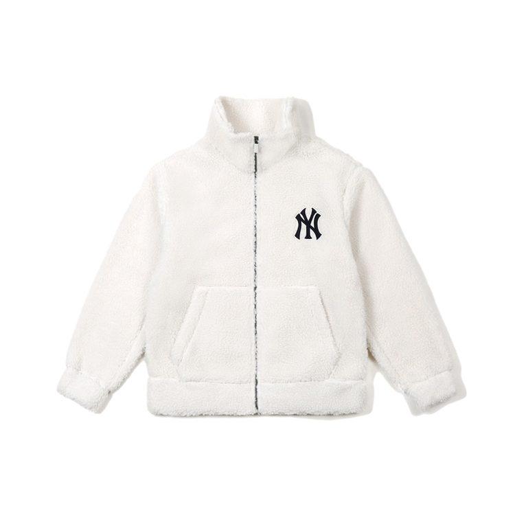 MLB Velvet Jackets Unisex Ivory White Stand Collar Moderate 31JPF3061-50I