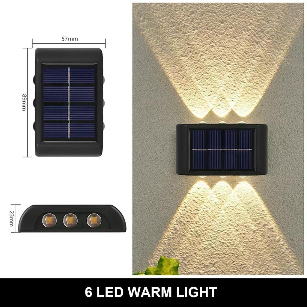 12/10/8/6/4/2 LED Solar Wall Lamp Outdoor Waterproof Up and Down Luminous Lighting for Garden Fence Decoration Sunlight Light
