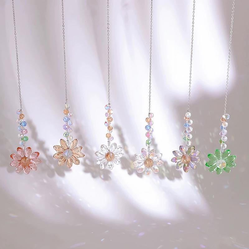 6 шт. Подвесные украшения в виде ловца солнца в виде подсолнуха, производитель радуги, ловец солнца для внутренних окон, садовые декоративные подарки