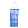 Foldable 4 Layers Hanging Dry Rack Net Zipper Opening Mesh Netting Blue