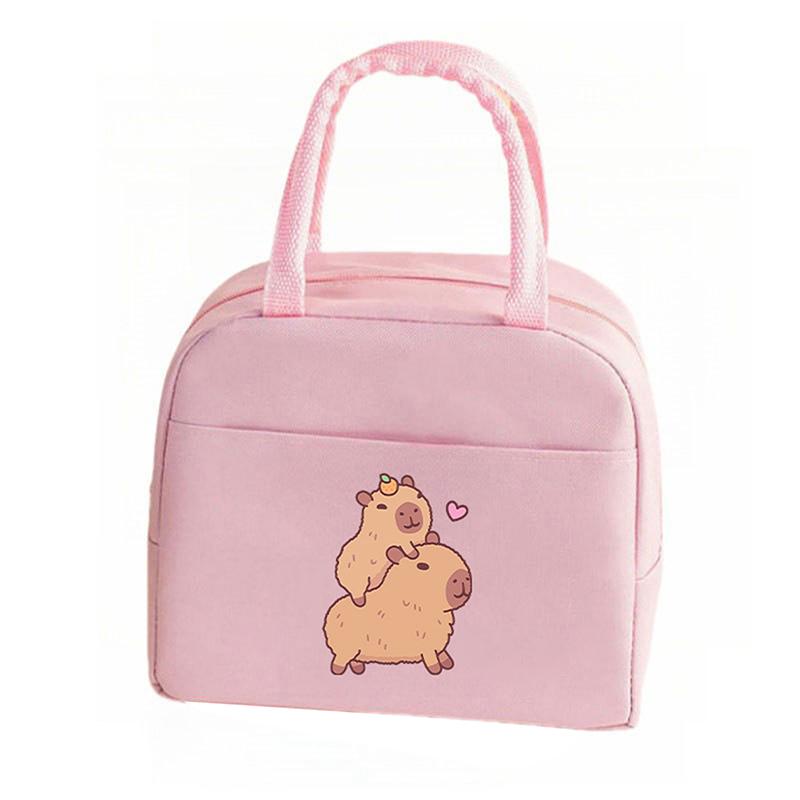 Cartoon Cute Capybara Print Insulated Lunch Bags Portable Thermal Lunch Tote Bags Picnic Food Preservation Lunch Box Bag