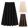 Women Maxi Skirt Elastic High Waist A-Line Long Skirt Solid Color Large Hem Pleated Skirt Work Leisure Skirt Workwear