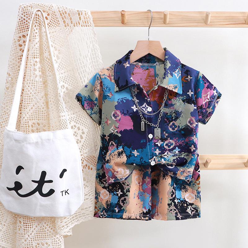 Children's Fashion Shirt Set Summer Boys Casual Short-sleeved T-shirt Set
