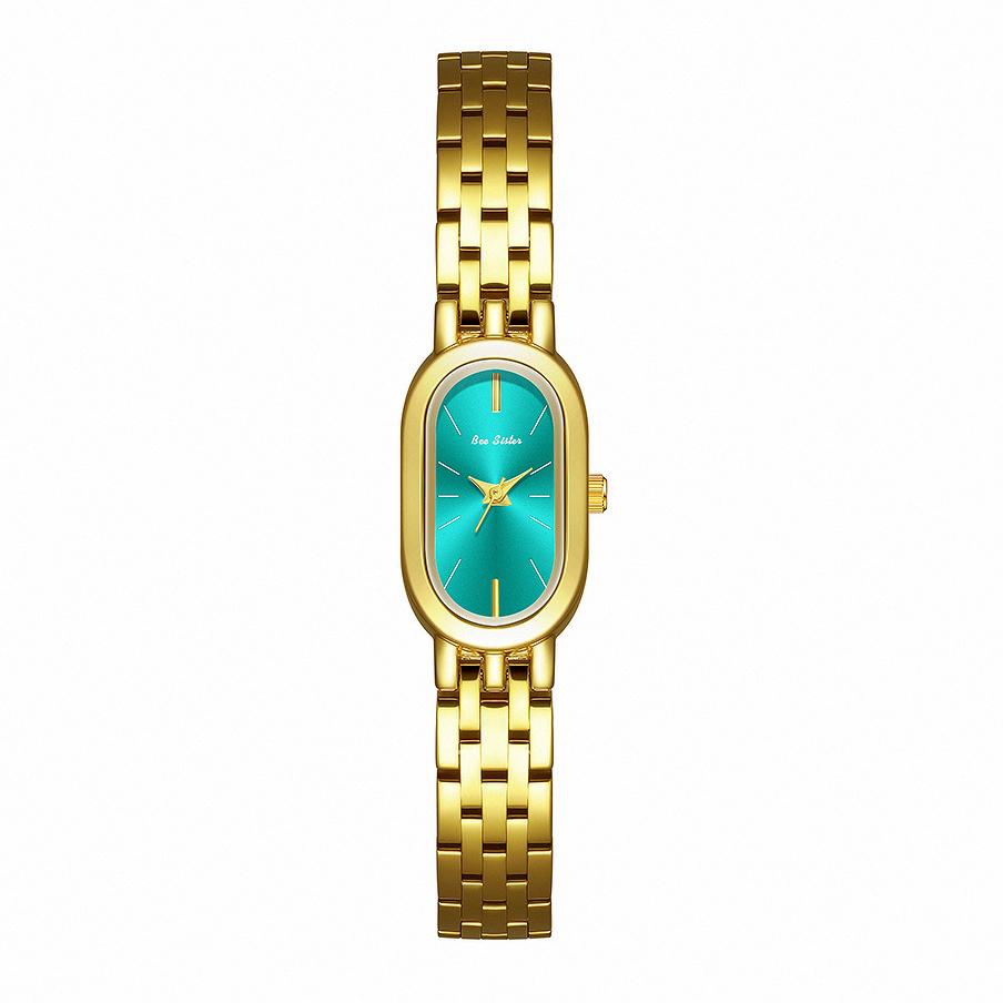 Vintage Gold Woman Watch Elegant Casual Small Oval Dial Quartz Watches for Woman Waterproof Luxury Stainless Steel Wristwatch