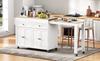 Kitchen Island on Wheels, Extendable Dining Area with Worktop and Drawers, Mobile Freestanding, Ideal for Kitchen and Dining Room (White+Natural)