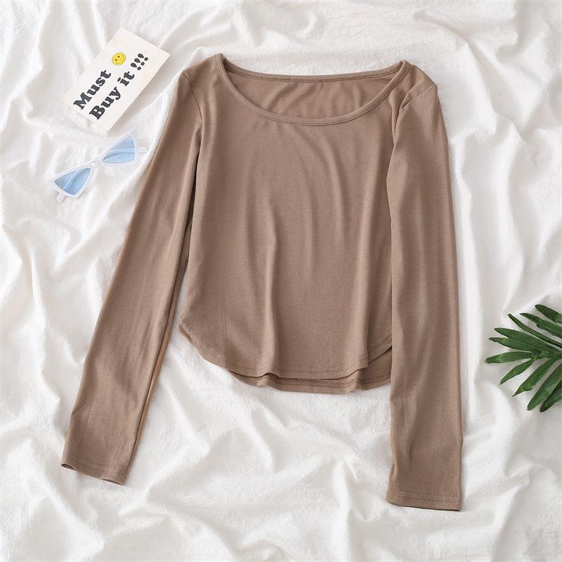 Однотонная футболка с квадратным воротником, базовая женская футболка с длинным рукавом, повседневная майка, тонкий женский укороченный топ, модная футболка Y2k, уличная одежда