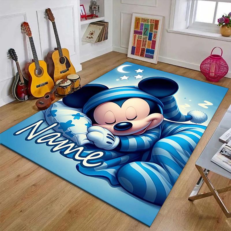 Custom Mickey Mat Personalized Name, Polyester Washable Indoor Entryway Rug, Gift for Christmas, Easter, Thanksgiving Day