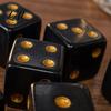 Easy to Grip Dice 5/10/15Pcs 16mm Black with Golden Dots 6-Sided Acrylic Smooth Rolling Gaming Set Classic Tabletop Board Game Accessories