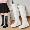 Winter Warm Pink White Snow Boots Women Shoes Low Heels Knee High Boots Female Platform Plush Long Boats Mujer Black