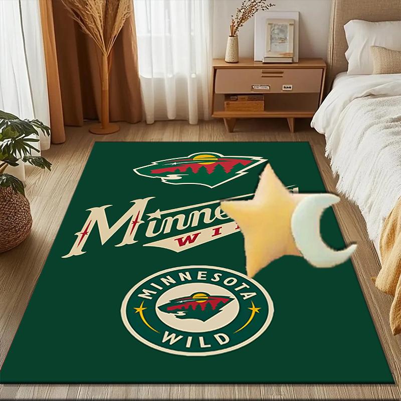 Коврик для пола хоккейной команды Minnesota Wild для гостиной, игровых комнат, офиса, спальни, офисный коврик для пола, игривый дизайн, рождественские подарки для фанатов