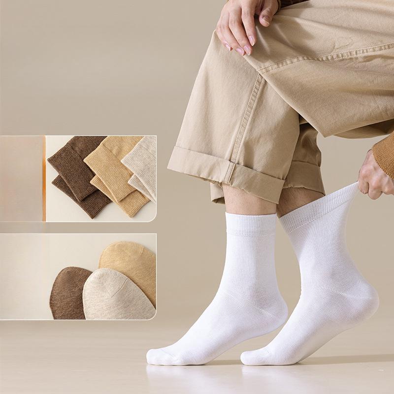 Men's Pure Cotton Mid-calf Thick Socks for Autumn and Winter, Warm, Deodorizing, Sweat-absorbing, Antibacterial, Anti-pilling Sports Long Calf Socks