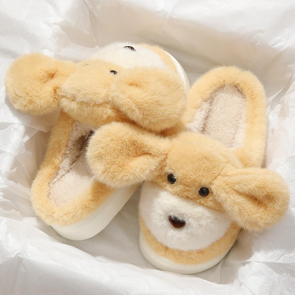 Mao Mao Slippers Winter Indoor Non-slip Home Use Velvet Warm Cartoon Cute Couple Cotton Slippers Outer Wear