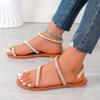 Fashion 2024 Shoes Woman Trend Casual Sexy Flat-soled Sandals Summer Women Pearl Shoes Crystal Women's Sandals Elegant Sandals Woman