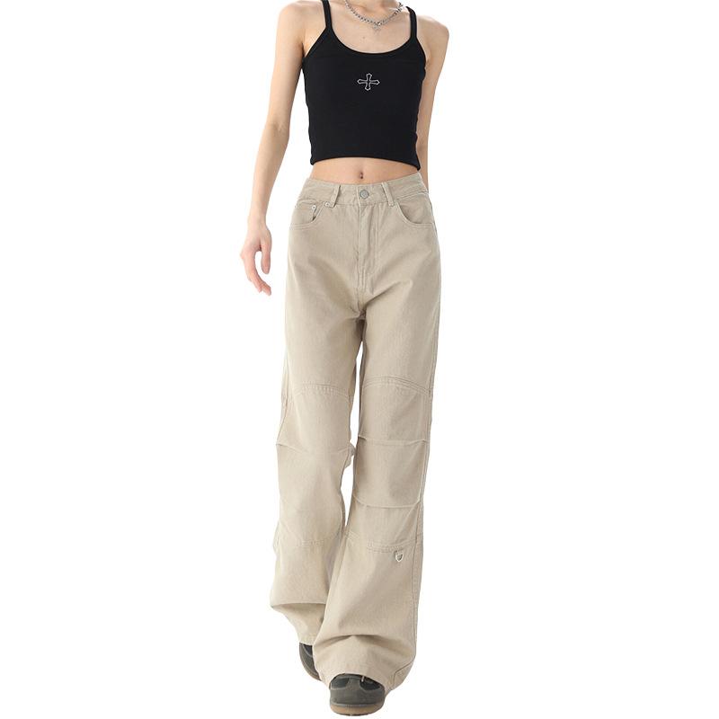 Retro loose niche slightly spicy versatile overalls spring and summer new flared casual jeans women