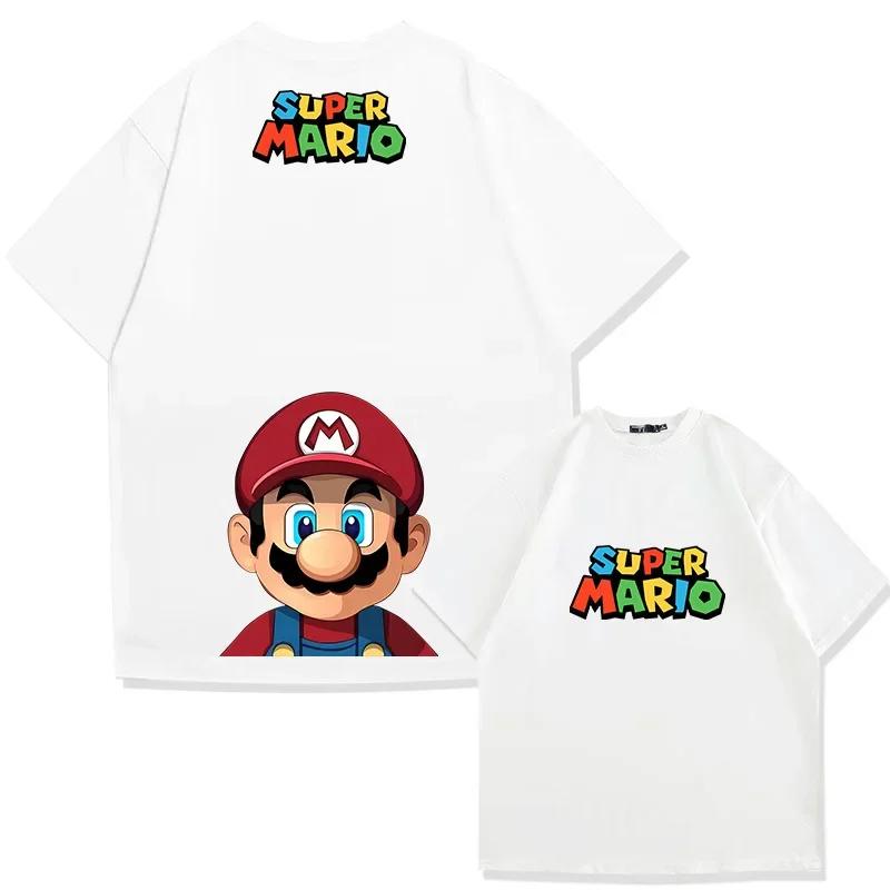 Classic game Super Mario 100 cotton short sleeved Tshirt mens and womens summer fashion brand loose short sleeved clothes