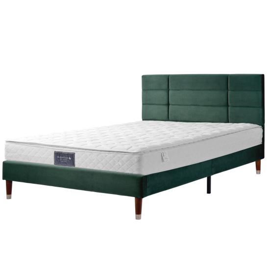 Upholstered Bed 1 Set Frame Cushion Spring Thick Headboard Mattress Solid Color Anti-wear for Room