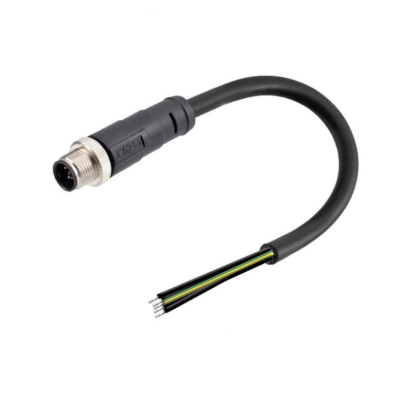 1m M12 Encoder Connector 2Pin 3Pin 4Pin 2+PE 3+PE 12A Power Signal Adapter K Code Aviation Male Female Plug Socket Panel Mount