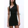 Women's Spring Clothing Sexy Style Cotton Blend Draped Basic Sleeveless Asymmetric Collar Short Dress 3641313