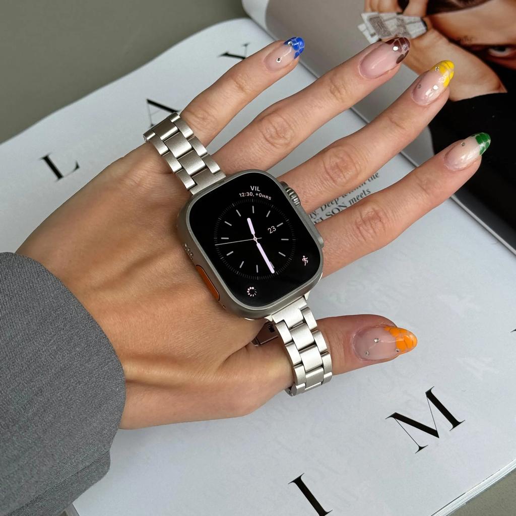 Тонкий металлический ремешок для Apple Watch band UItra 49 мм 9 8 7 45 мм 41 мм Женский элегантный браслет на Iwatch series 654SE 44 мм 42 мм 40/38 мм 3