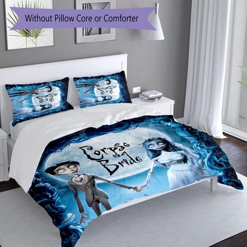 3pcs sorrow love The Corpse Bride pattern bedding set duvet cover set includes duvet cover &pillowcases, perfect all season bedroom decoration & gift