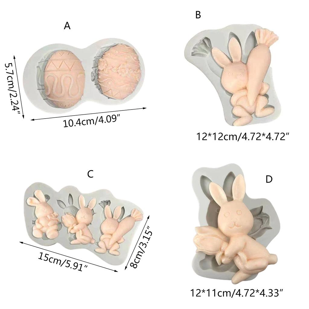 Cute Easter Egg Bunny Fondant Chocolate Mould Cake-Topper Baking Tool Handmade Soap Silicone Ornament Mold Easy To Clean