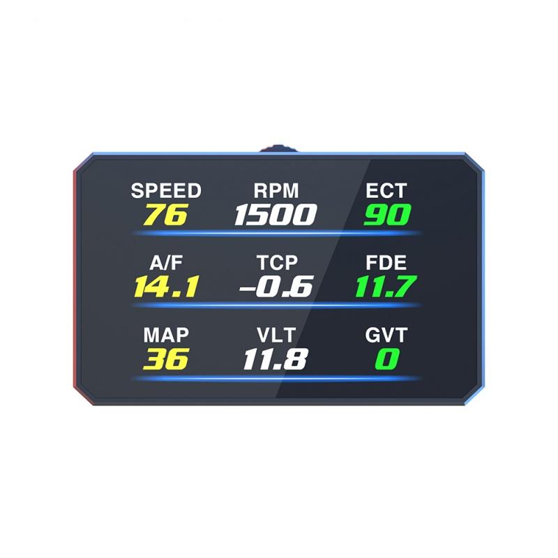 P16 Автомобильный HUD OBD2 ЖК-дисплей Head Up Display Спидометр км/ч, миль/ч Тахометр Температура ОЖ Расход топлива Давление Турбины