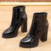 Женские зимние ботинки на высоком каблуке с острым носком на платформе, сексуальные туфли, массивные ботинки челси, тренд 2024 года, зимние готические ботинки-ботинки Mujer