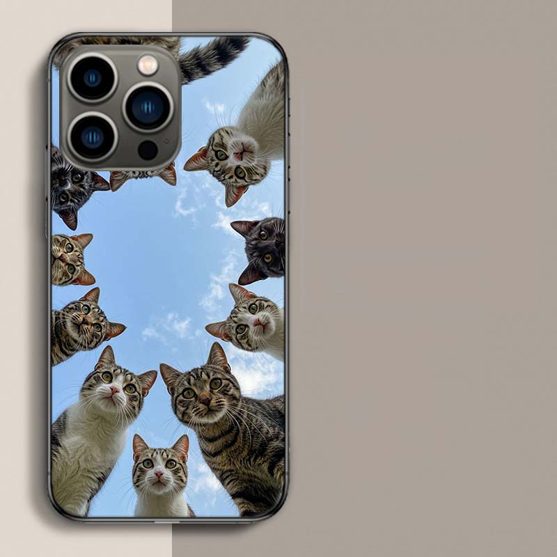 Чехол для телефона «Кошачий отпуск» для iPhone 17 Air 15 Pro 14 Plus 16 Pro Max 17E 16E 12 13 Mini 11 Чехол Милые Fundas