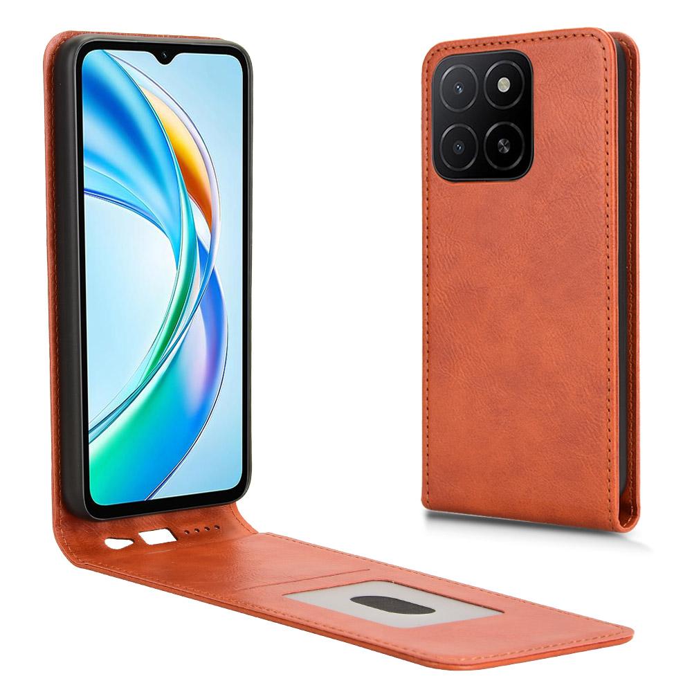 Чехол для Honor X5b/X5b Plus с отделением для карт, магнитный вертикальный откидной кожаный чехол для телефона