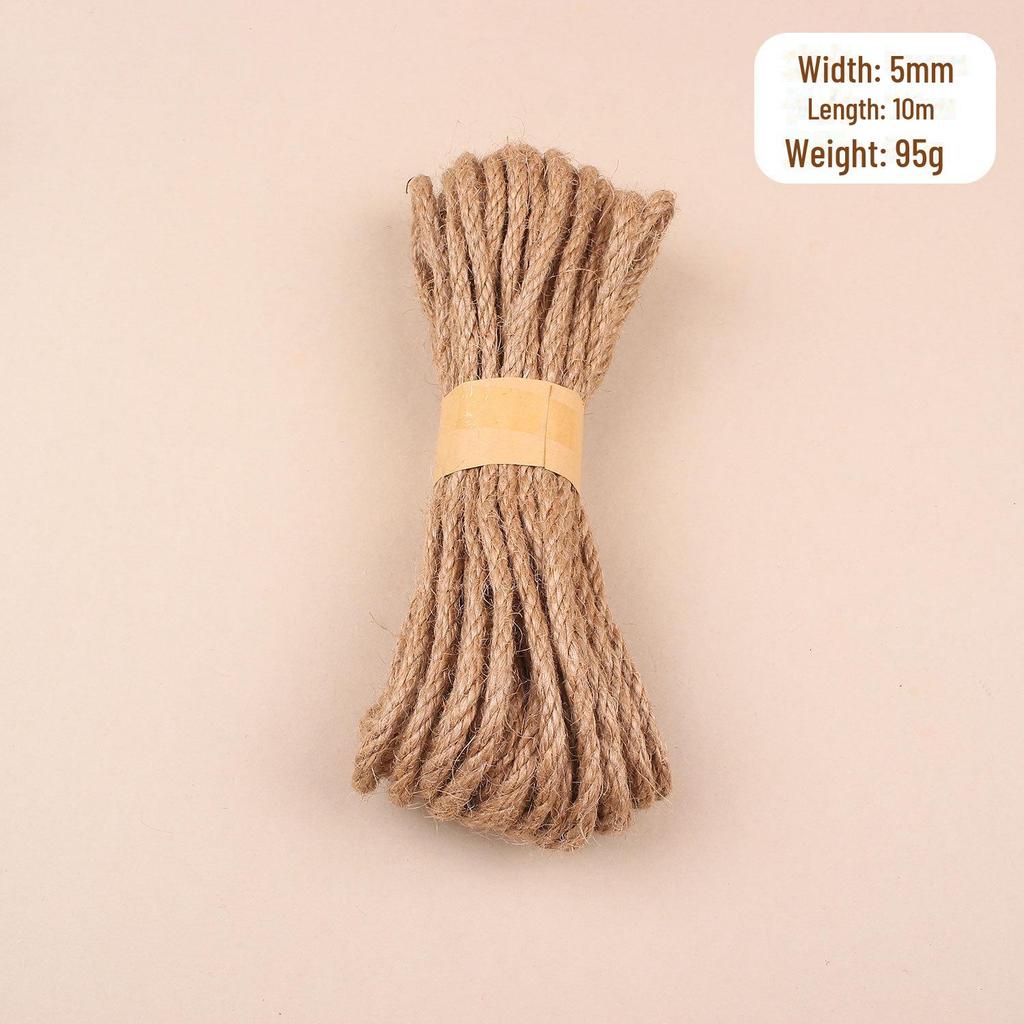 Thick Natural Hemp Rope for DIY, Decorative Binding, Gift Packaging & Cat Climbing