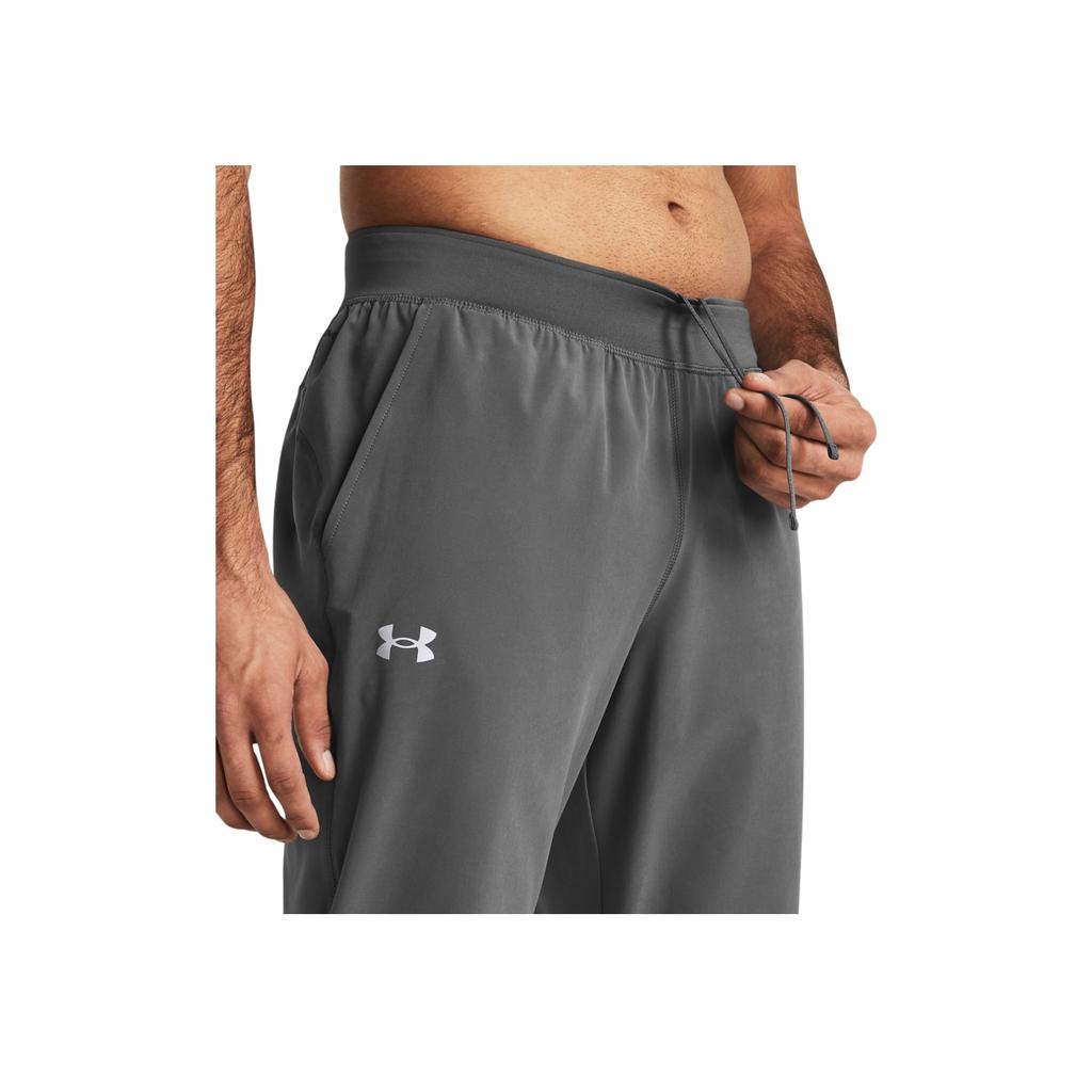 Under Armour Storm Run Logo Print Slim Fit Straight Leg Knit Sports Pants Men Pants Dark-Gray 1365622-025