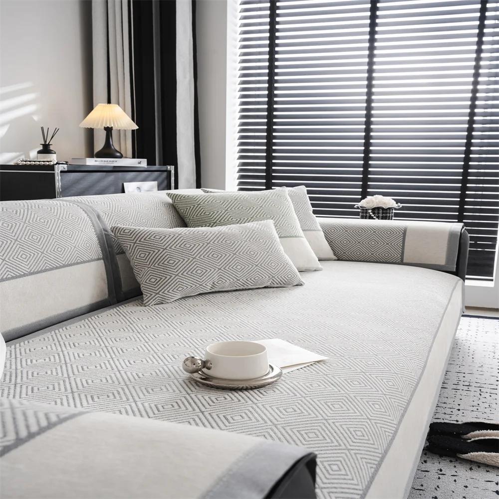 Multi-Person Sofa Combination Simple Modern Chenille Composite Sofa Cushion Light Luxury Comfortable Non-Slip Cushion