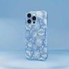 Light Blue White Lace phone case for iphone 17 case for iphone 17 pro max cover Glass for iPhone 17 16 15 14 13 12pm Pro Plus